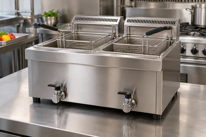 Friteuse industrielle double · Image d'illustration de cuisines professionnelles
